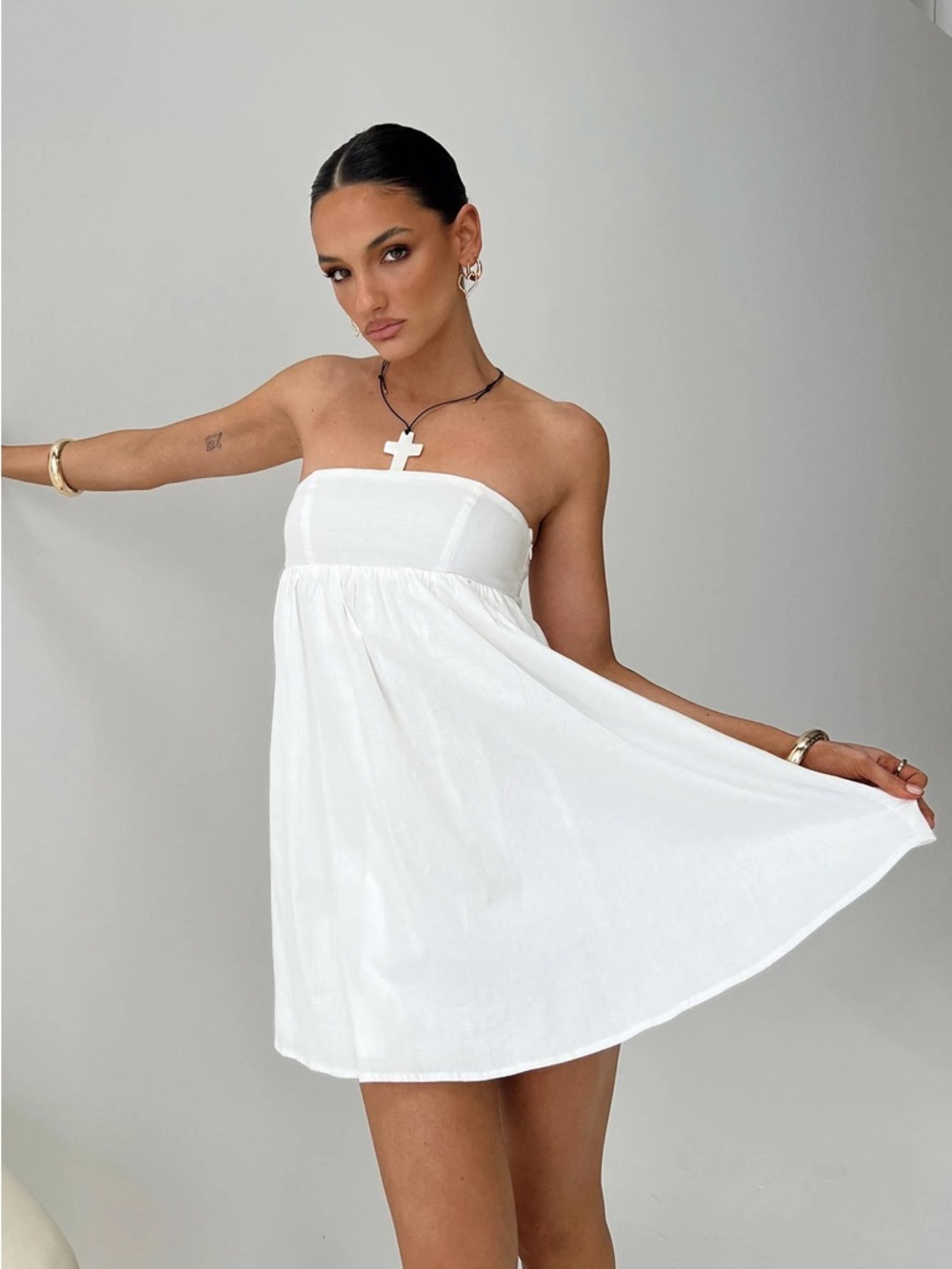 Princess Polly Osment Strapless Mini Dress White